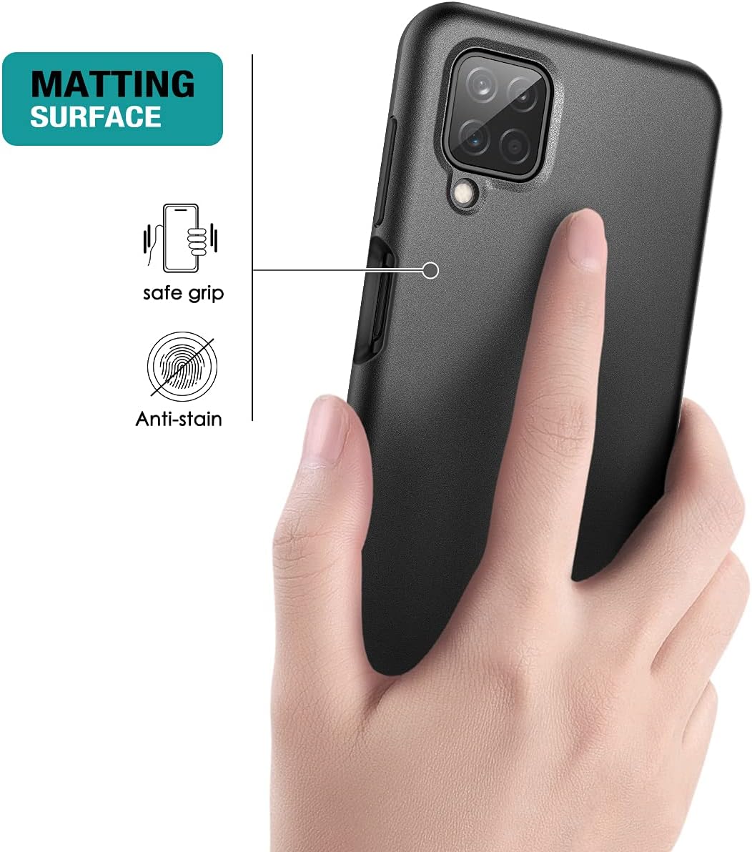 SURITCH for Samsung Galaxy A12 Case, [Built-in Screen Protector] Full Body Protection Shockproof Slim Protective Cover for Samsung A12 6.5 inch-Black