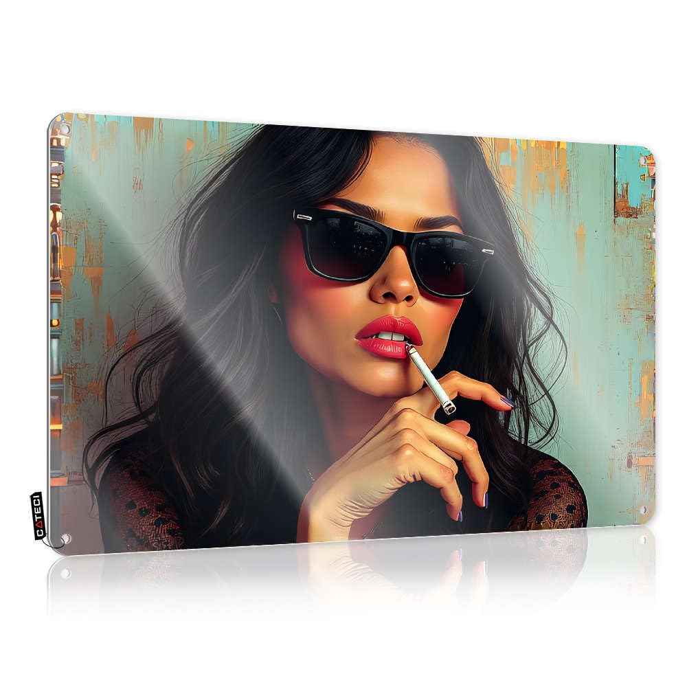 Fzfn Colour Funny Wall Art Bedroom Accessories Vintage Wall Decor | Woman With Sunglasses Holding A Cigarette. Amazing Soft Area For Scoreboard Home Decoration(20X30cm)
