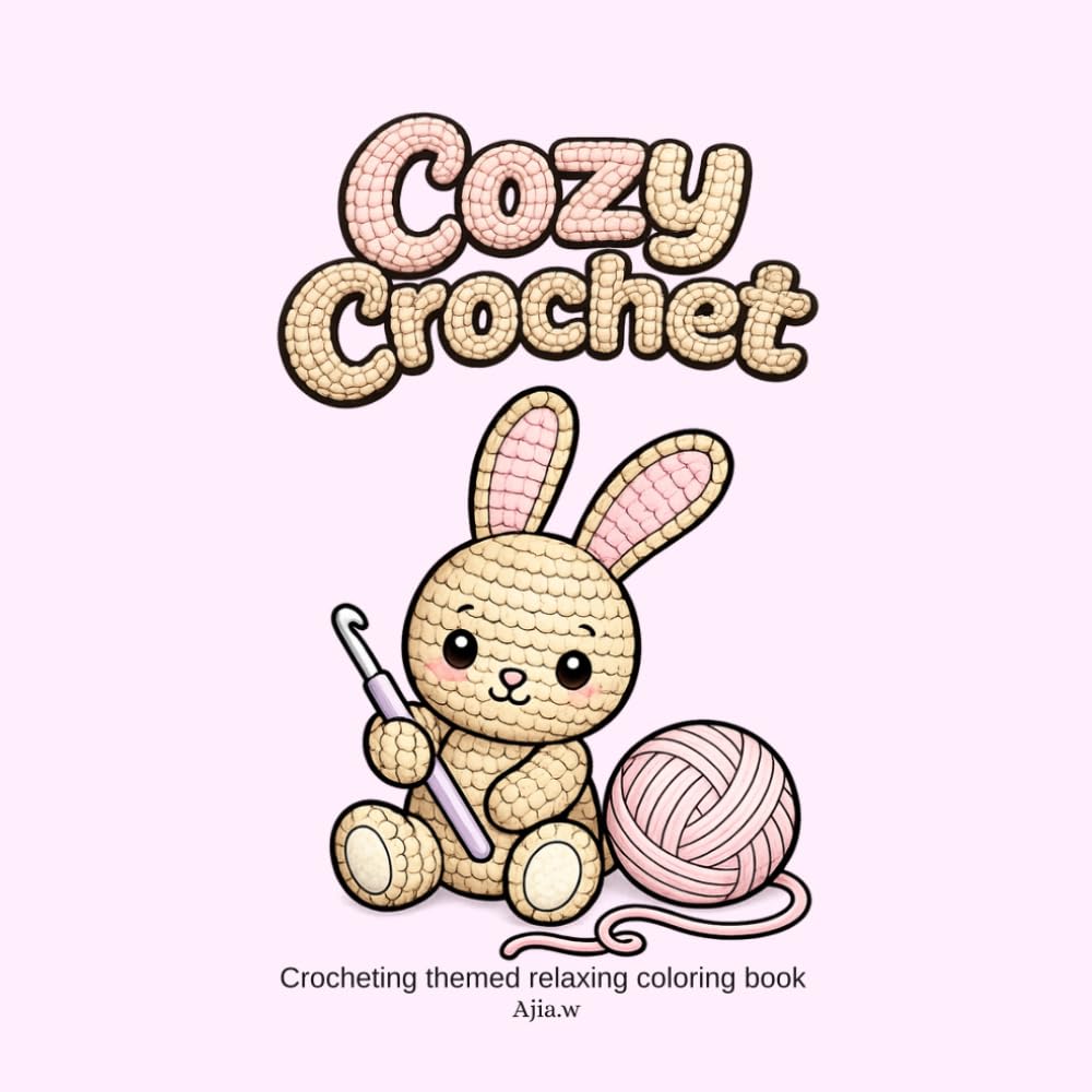 Cozy Crochet coloring book: Crocheting themed relaxing coloring book kids and adults
