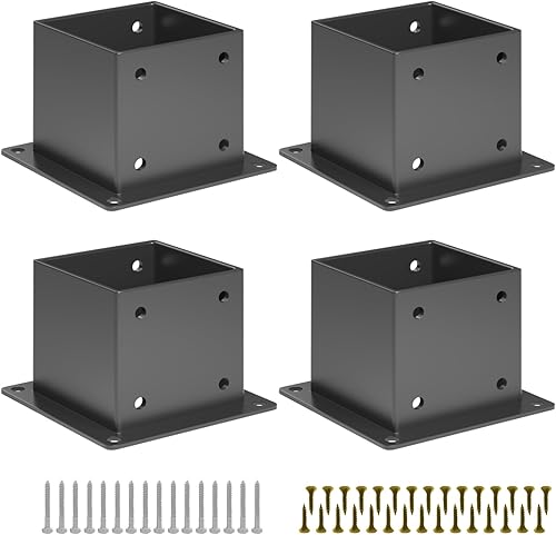 Kit de 3 soportes para pérgola de 4 x 4 pulgadas, 4 vías, soportes para pérgola de 4 vías con base de poste para vigas de madera de 4 x 4 pulgadas