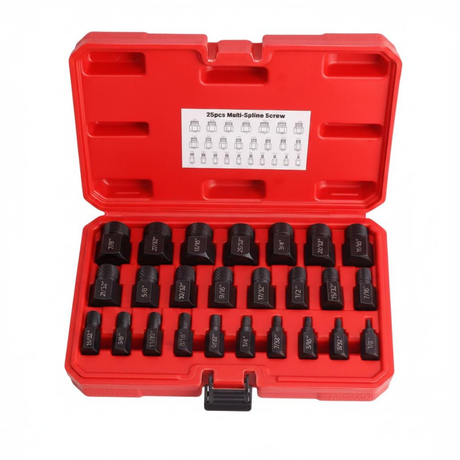 F Fityle 25 Piezas Extractor de Tornillos Juego Extractor de Pernos Removedor de Tornillos Kit de Tornillos Barridos con Ranuras Múltiples en Acero Cromo para