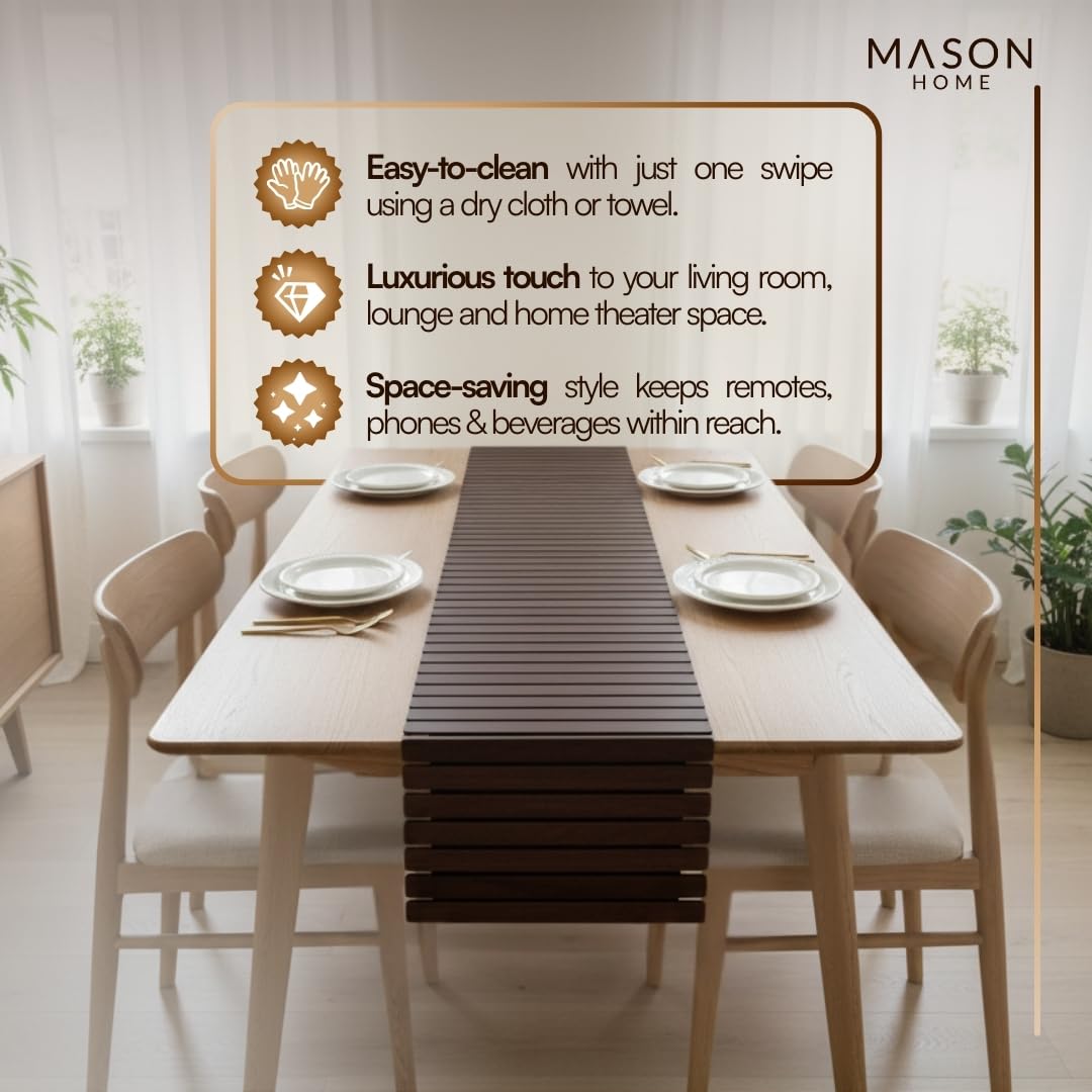 MASON HOME Elm Foldable Table Runner - Dark Brown (6 Ft) | Dining Table - Desk - Couch - Bed | Home - Office - Pantry - Kitchen | Dinner - Drinks - Appetizer - Bowls - Cutlery | Mats - Cover - Runner 4