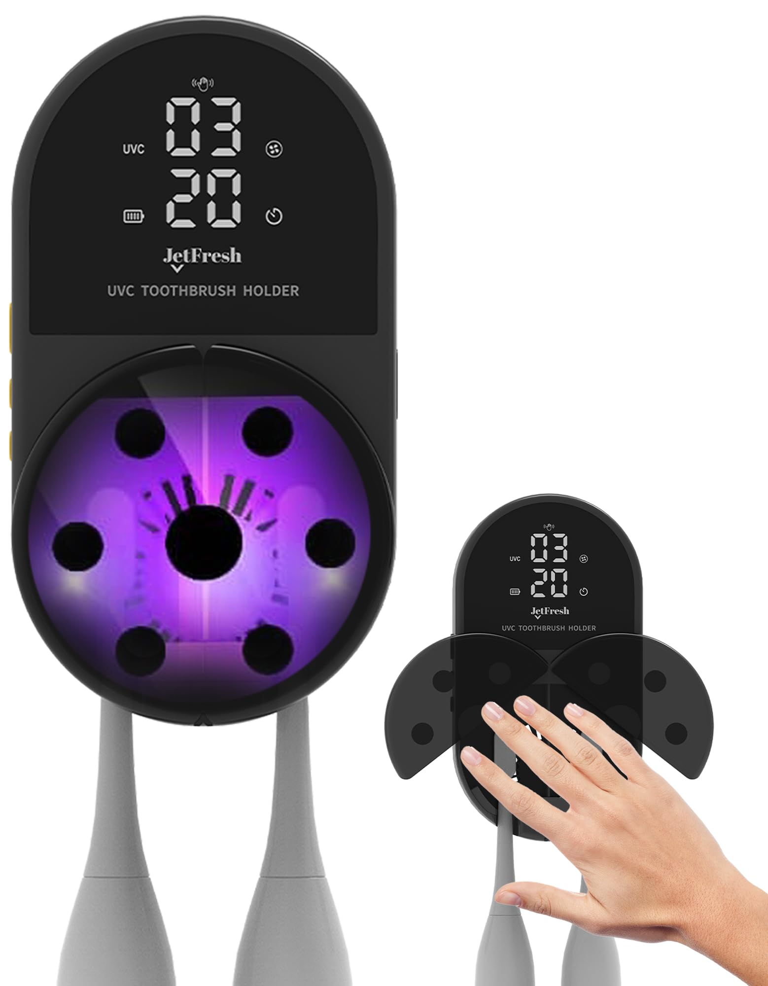 Soporte y limpiador para cepillos de dientes Sx-9, color negro