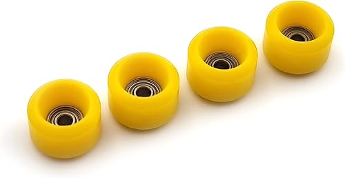 Miniatura 3 de SPITBOARDS Fingerboard Pro Wheels with Real Ball Bearings, Professional CNC Polyurethane Quality, Street Wheels Shape (Yellow)