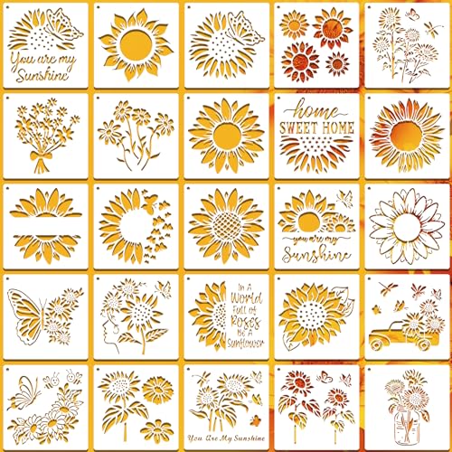 Sunflower Stencils- Collection of 25 designs 6x6 inch