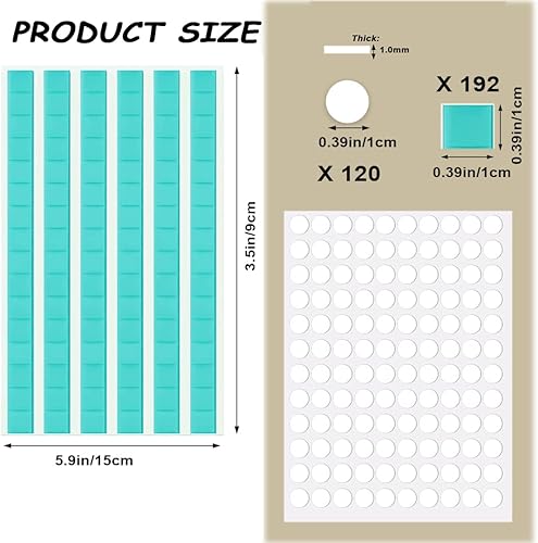 Miniatura 2 de 192 piezas de masilla adhesiva extraíble para póster + 120 puntos adhesivos de doble cara de 0.394 pulgadas, masilla de montaje reutilizable segura