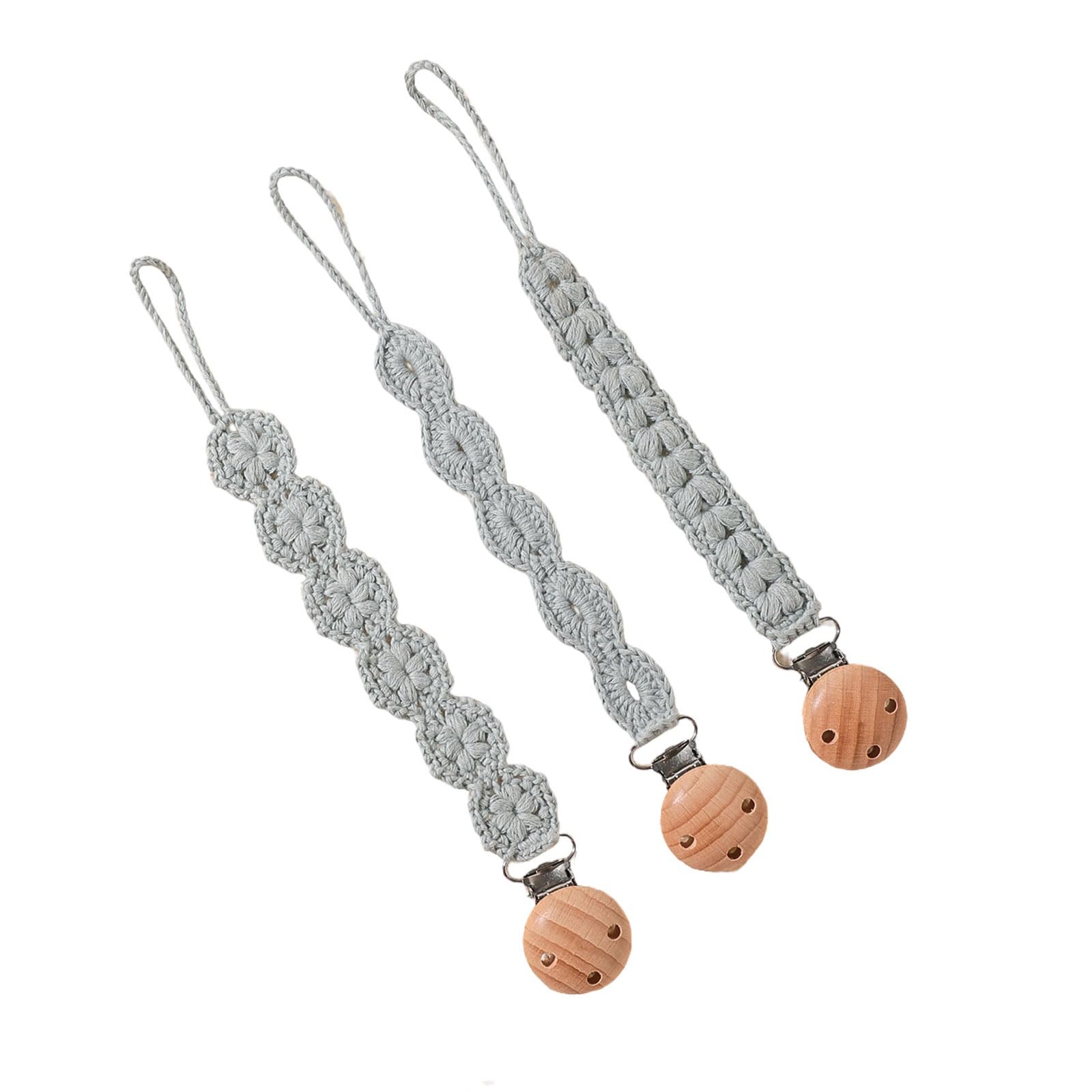 3pcs Strap Baby Soother Chain Newborns Soother Chain Baby Product Woven Teether Strap Holder Baby Clip