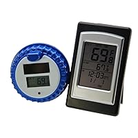 Vista 6 de Termómetro solar inalámbrico para piscina con energía solar para piscinas, spas, bañeras de hidromasaje, estanques, termómetro de clima flotante