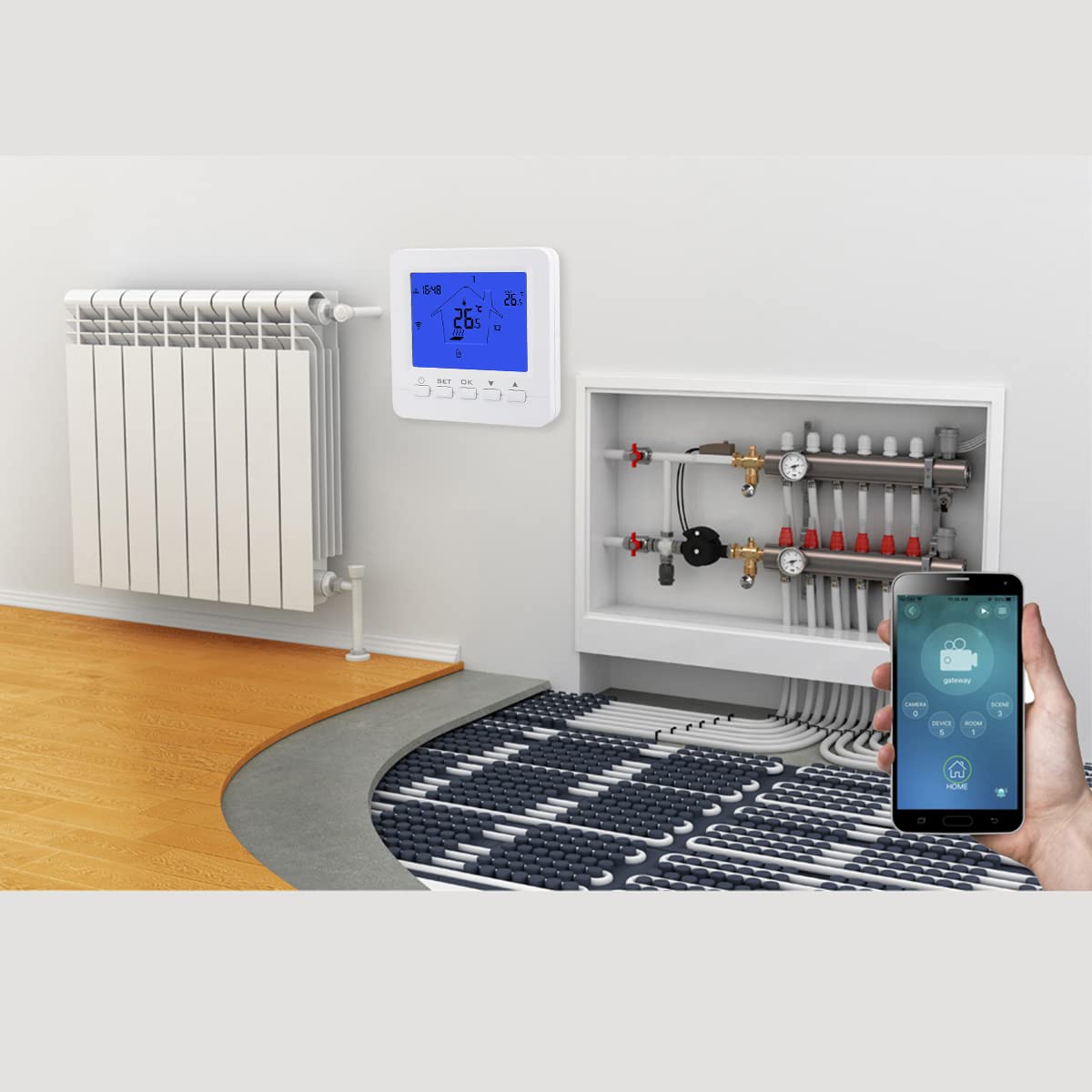 Calefaccion Wifi Termostato WiFi Para Suelo Radiante Compatible