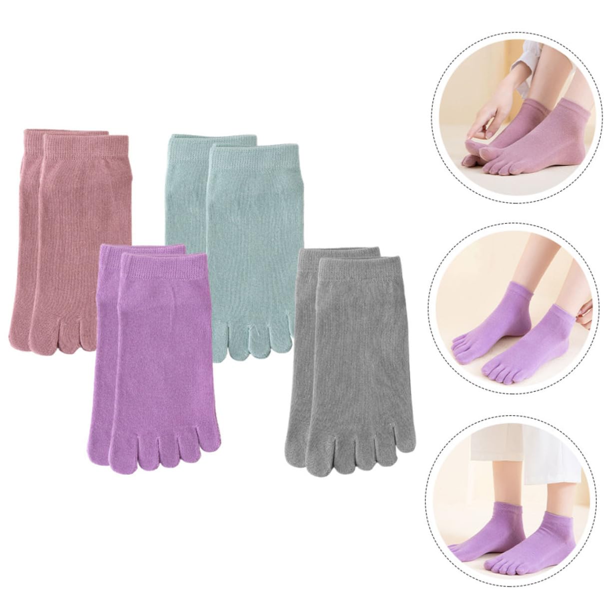 VALICLUD 4 Sätze Kurze Damen Fünfzehen Atmungsaktive Unsichtbare Für Sandalen Und Flache Schuhe 4 Paare * 4