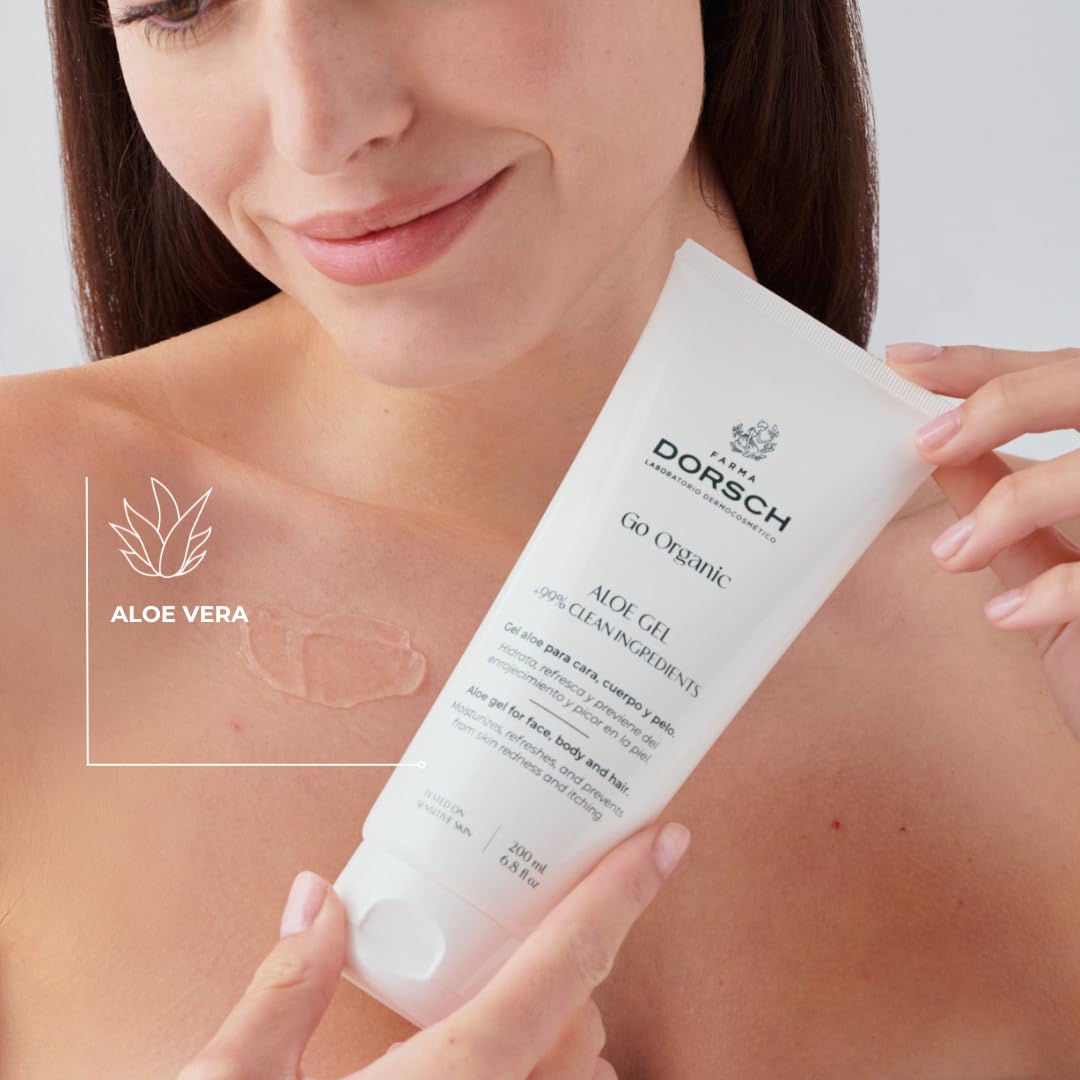 FARMA DORSCH - Aloe Gel | Vielseitig einsetzbares, feuchtigkeitsspendendes und beruhigendes Gel für Gesicht, Körper und Haare | Bio-Aloe Vera