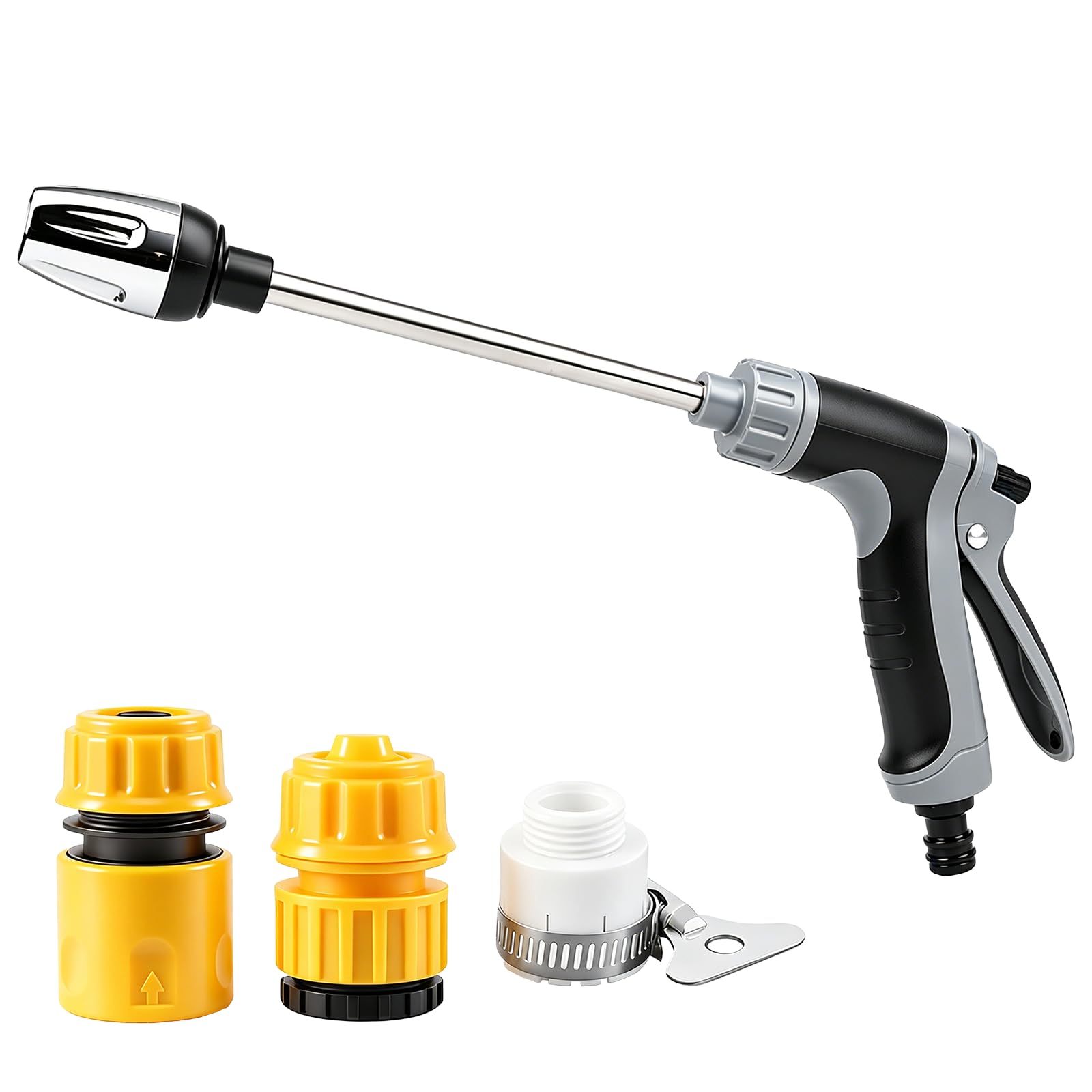 High Pressure Washer Attachment for Garden Hose, Adjustable Jet Nozzle Sprayer with 360° Rotating Spray Head, Universal Hose Connector for Car Washing, Patio, Driveway, Garden and Outdoor Cleaning