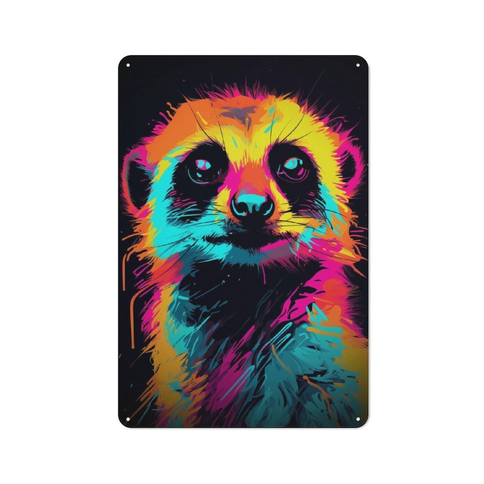 Understated Office Metal Sign 30x20cm Featuring Neon Suricate, Studio Wall Plaque for Office, Study, Studio Or Hallway