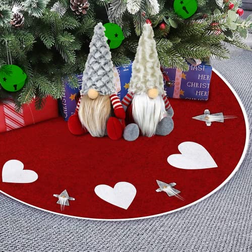 POPLAY Valentines Day Tree Skirt 40 inches Handmade Swedish Gnome Pattern for Holiday Decoations Xmas Tree Home Decor