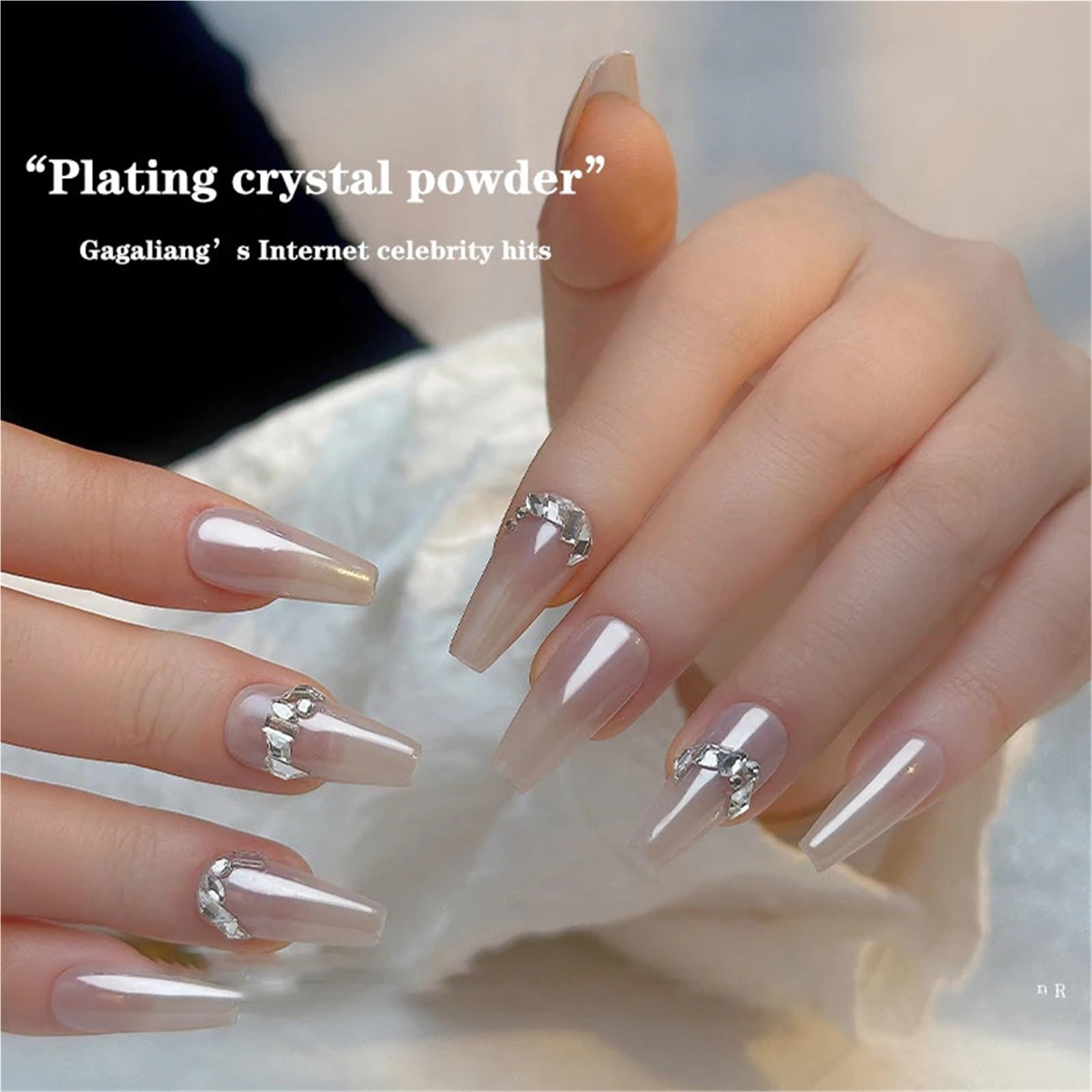 Polvere cromata unghie Aurora Perla Bianca Unghie Glitter Polvere Cromata Chiaro di Luna Sfregamento su Polvere Guscio Specchio Pigmento Decorazione for Nail Art per Manicure