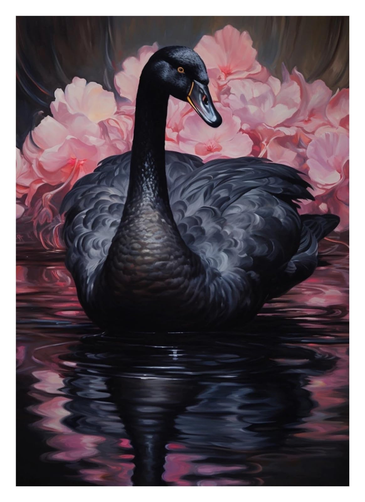 Peinture sur toile cygne noir déco salon moderne et affiche vintage rétro