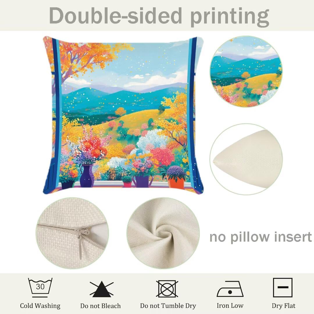Fundas Cojines 60x60 cm Exterior Cojines Antepecho Fundas de Almohada Juego de 4, Cuadrados Funda Cojin Flor Almohadas con Cremallera, Sofa Cama Decorativos para Hogar, Jardín, Salón y Dormitorio Ym83
