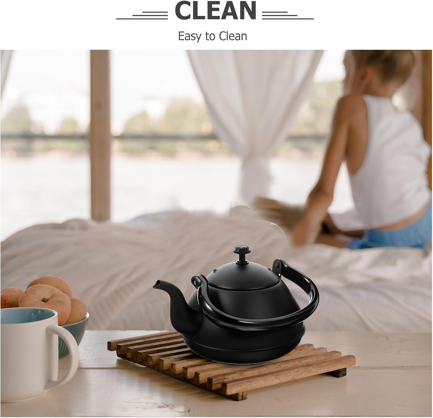 Stainless Steel Tea Pot - 50oz/1.5L Steeping Teapot with Infuser for Loose Leaf Tea, Coffee Water Kettle for Stovetop, for Home, Restaurant