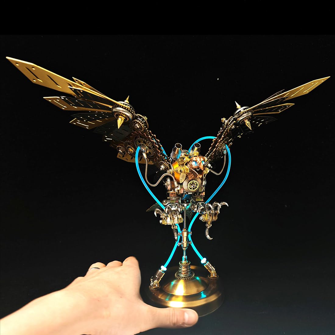 3D Steampunk Metallpuzzle für Erwachsene, 3D Mechanischer Adler Modellbausatz mit LED-Beleuchtung, Brain Teaser Puzzles DIY Montage & Geschenk für Raumdekor und Freunde (650PCS)
