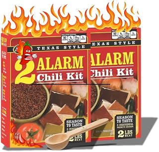 2 Alarm Chili Kit In A Box Tex Mex Powder Seasoning Mix Chili Starter Bundle With Raw Earth Colors Wooden Portion Spoon