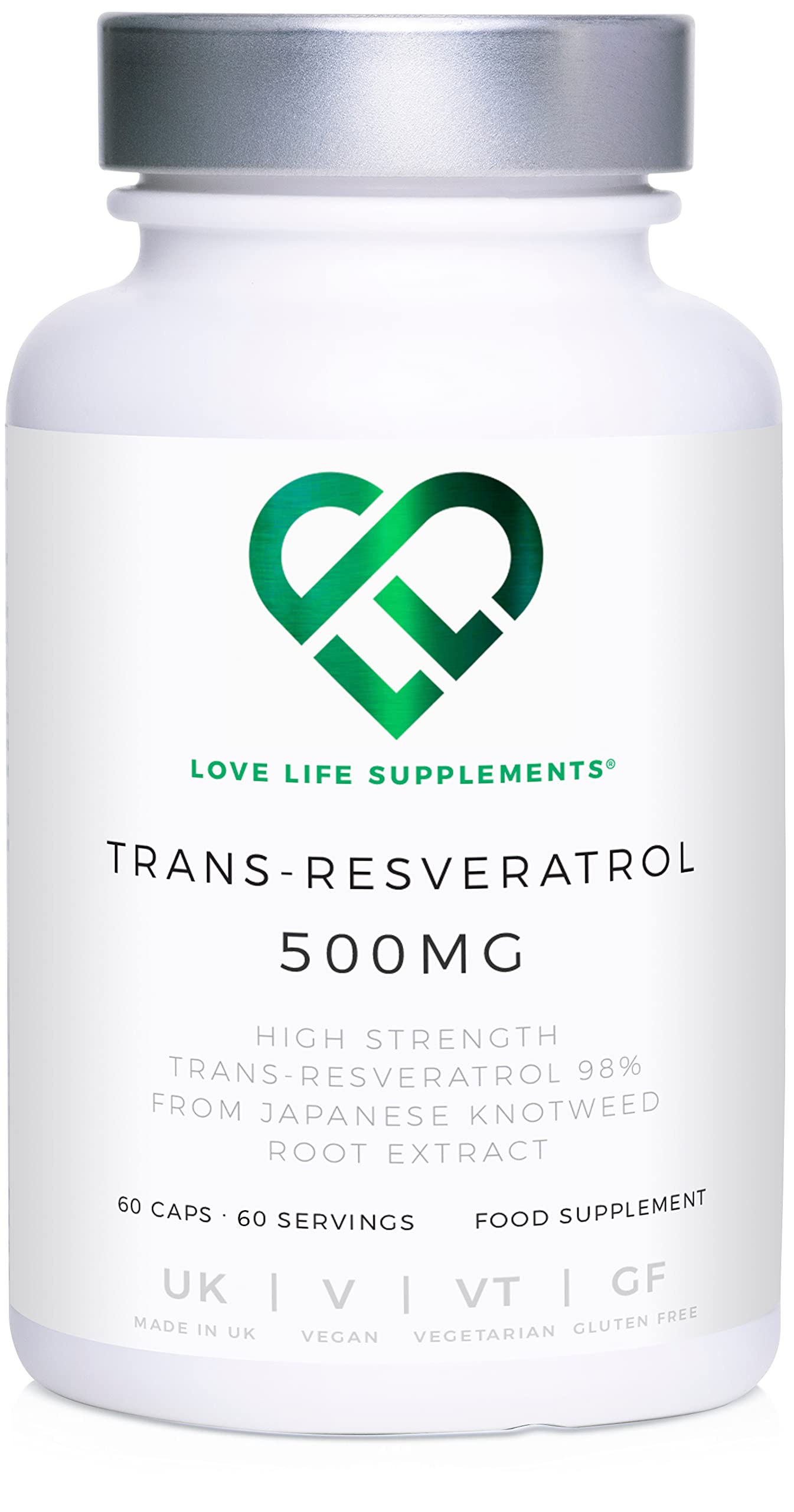 High Strength TransResveratrol by LLS 500mg x 60 Capsules / 60
