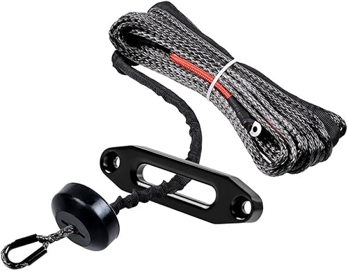 Miniatura 16 de Astra Depot Cuerda de cabrestante sintética de 12 hebras, 50 pies x 1/4 pulgadas, 7000 libras, protección contra el calor, ATV, UTV, KFI SUV, coche