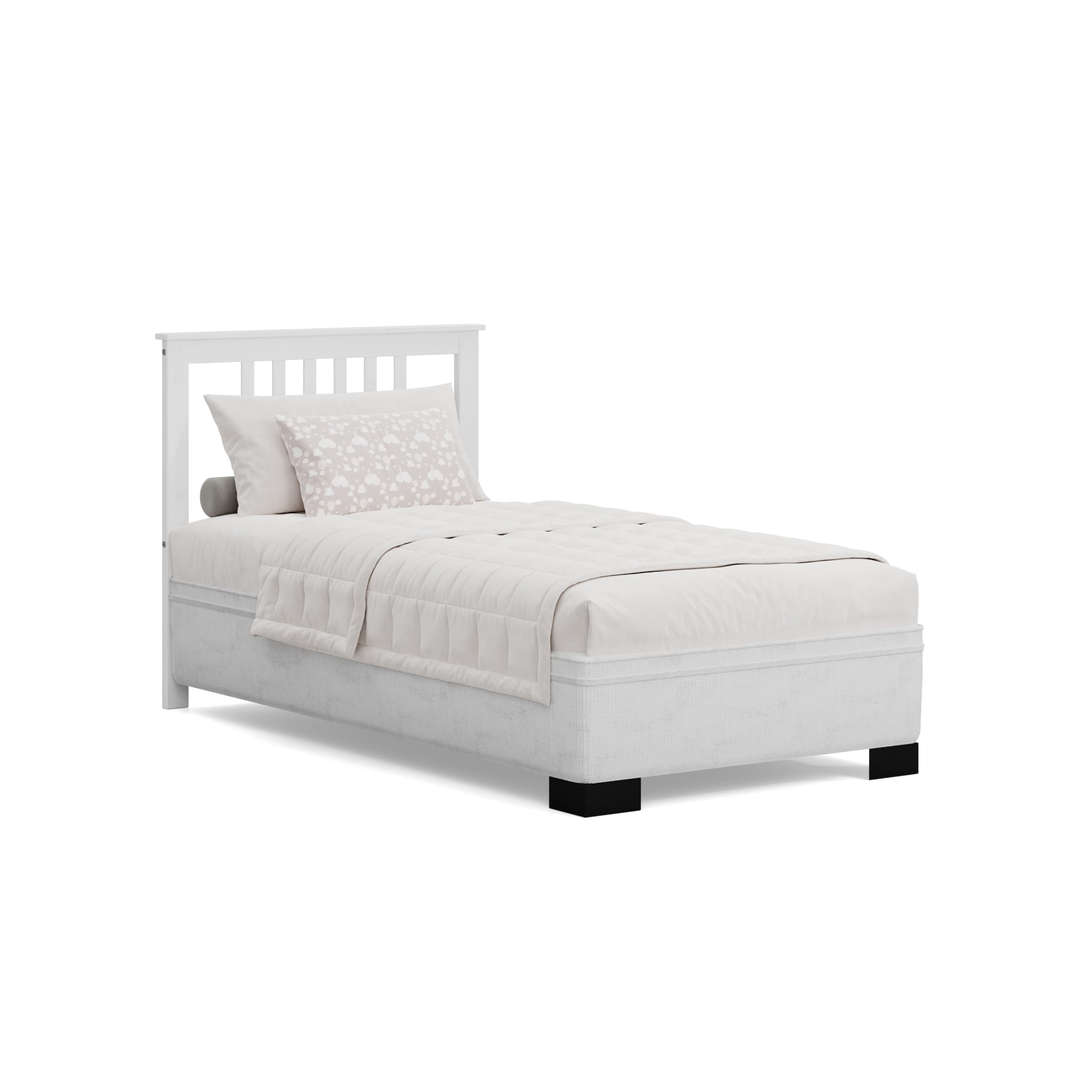 Dogar Moblit Cabecero de Pino Macizo para Cama con Somier de 90 cm Color Blanco Translucido Serie Alme Medidas (100x102x2) cm (Alto-Ancho_Fondo) Requiere Montaje