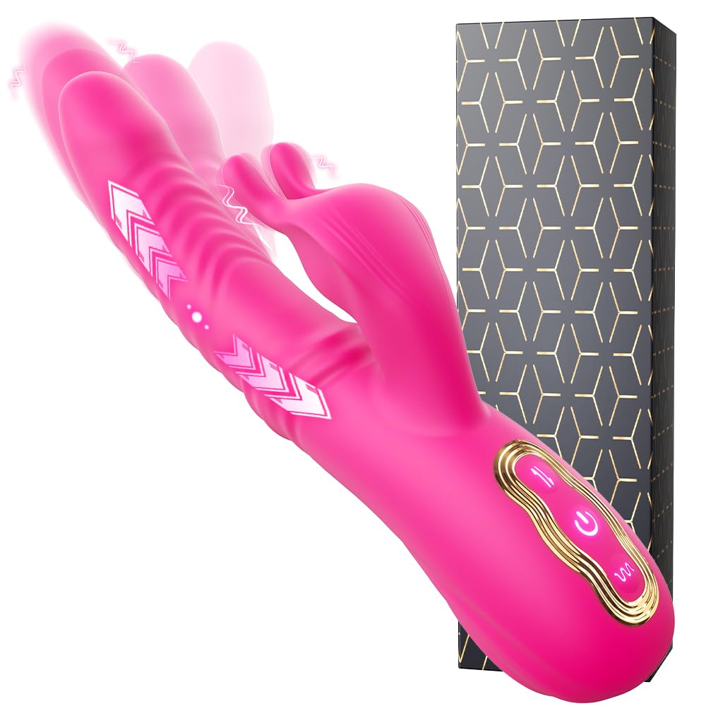 Rabbit Vibrator Sex Toys for Women, Swinging Dildo Vibrator with 3 Swing Modes, 10 Vibrations, 30° Swing G Spot &amp; Clitoral Stimulation, Adult Toys for Women Couples Solo