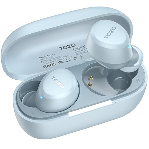 TOZO A1 Wireless Earbuds Bluetooth 5.3 Light Weight in Ear IPX5 Waterproof Headphones 2 Mic for AI Calls, Immersive Premium Sound Bass Headset with Charging Case, 32 Presets EQ Customization via App