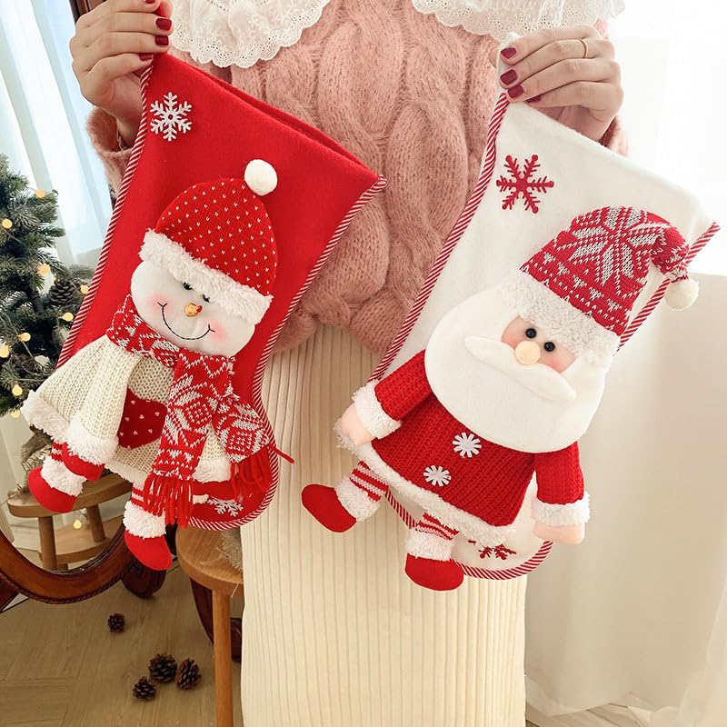 Große Weihnachtsstrümpfe, 45,7 cm gestrickter Weihnachtsmann, Weihnachtsstrumpf-Dekorationen, Weihnachtsstrumpf für Kinder, Geschenk, Kamin, Weihnachtsbaum, hängende Strümpfe für Familie, Neujahr,
