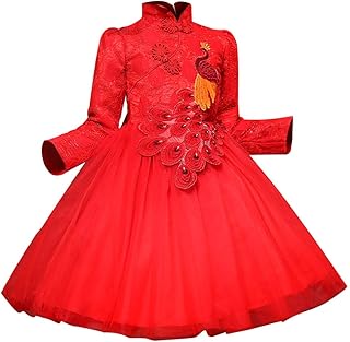 Girls Chinese Cheongsam Tutu Dresses Retro Embroidery Princess Dresses 3-12T - Buy now