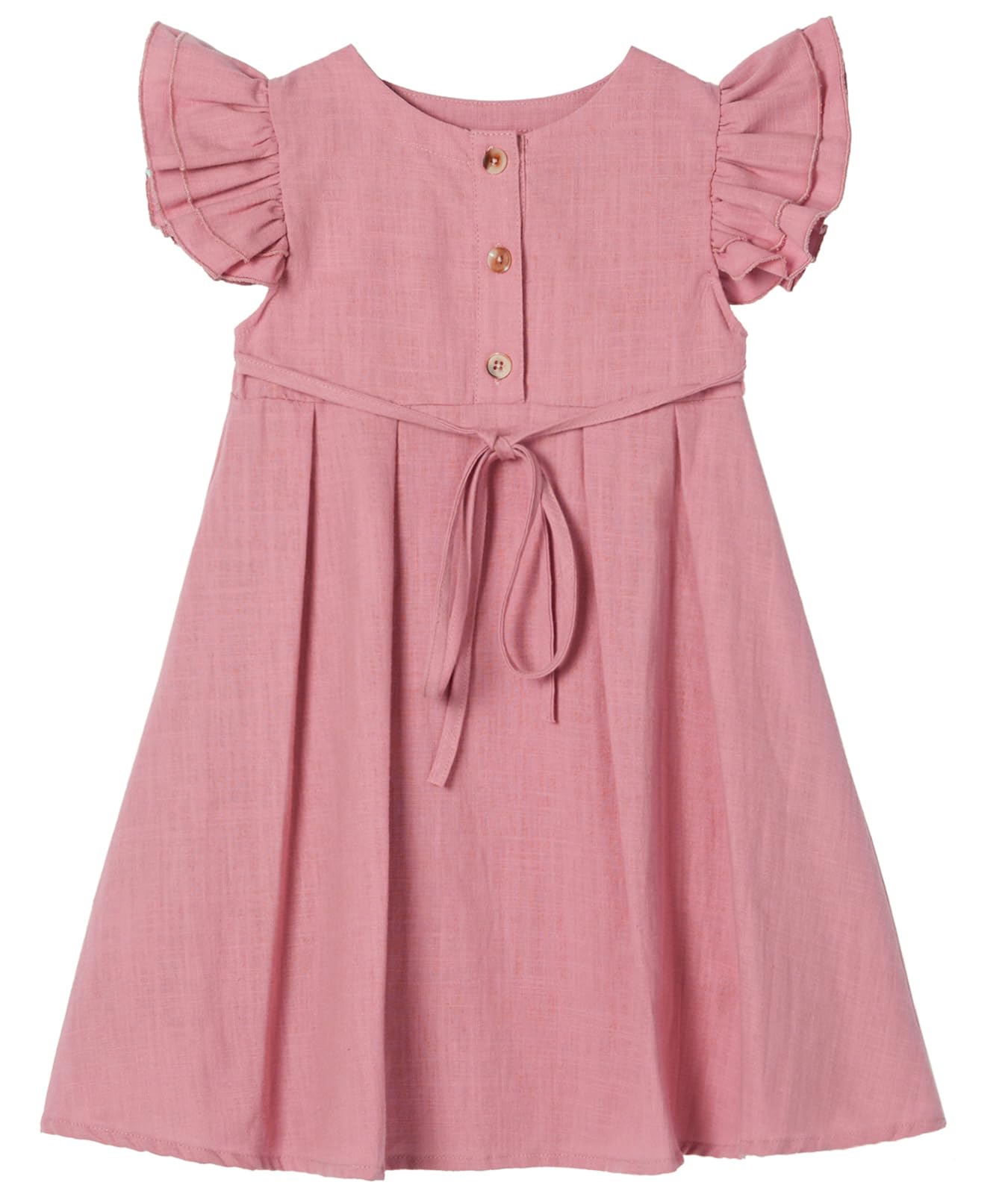 Niyage Girls Flutter Sleeve Dress Toddler Elegant Ruffle Button Down Casual Dresses