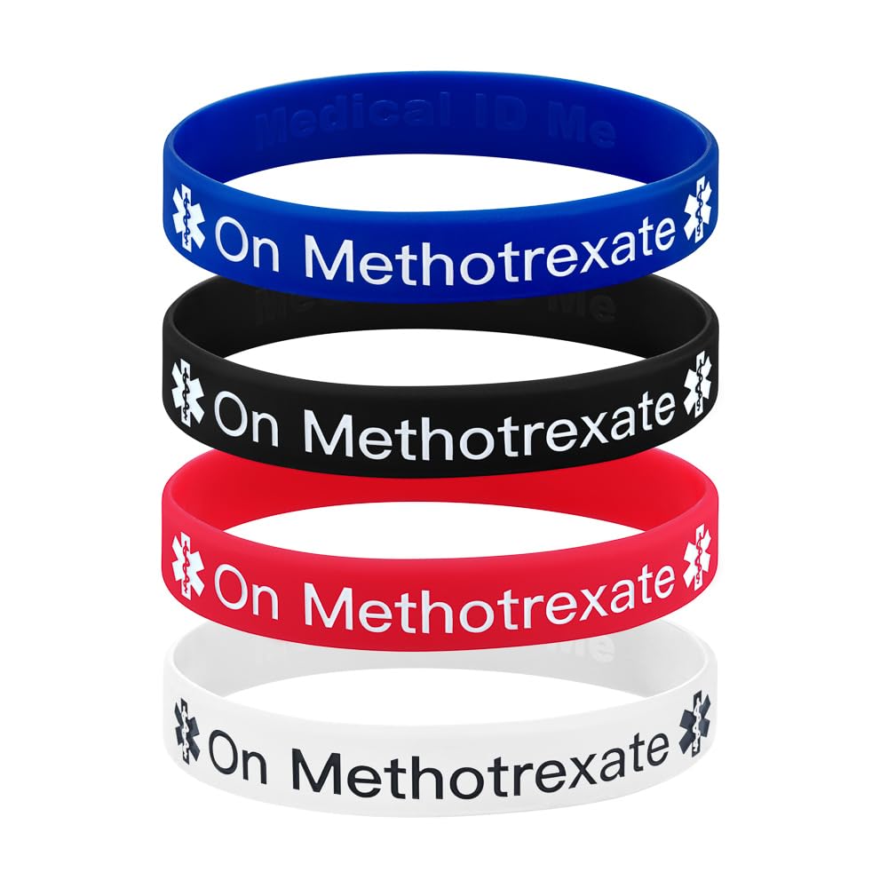 On Methotrexate Medical Alert Wristbands Autoimmune Conditions (4 Pack) (X Large 21cm)