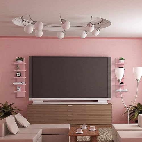 Miniatura 6 de Homaterial Estantería de pared de 5 niveles, estantería vertical decorativa para montaje en pared, estantes flotantes de columna moderna