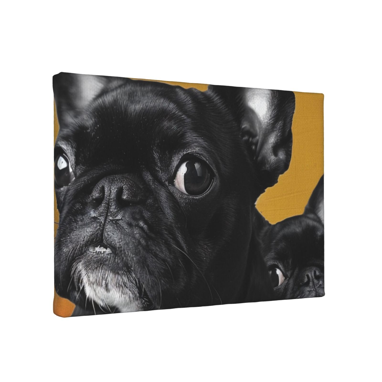 YKLJG Cute Pug Dog Printed Wall Art Canvas Painting 30x20 CM Wooden Framed Picture Painting Artwork Prints for Bedroom Kitchen Home Office Decor