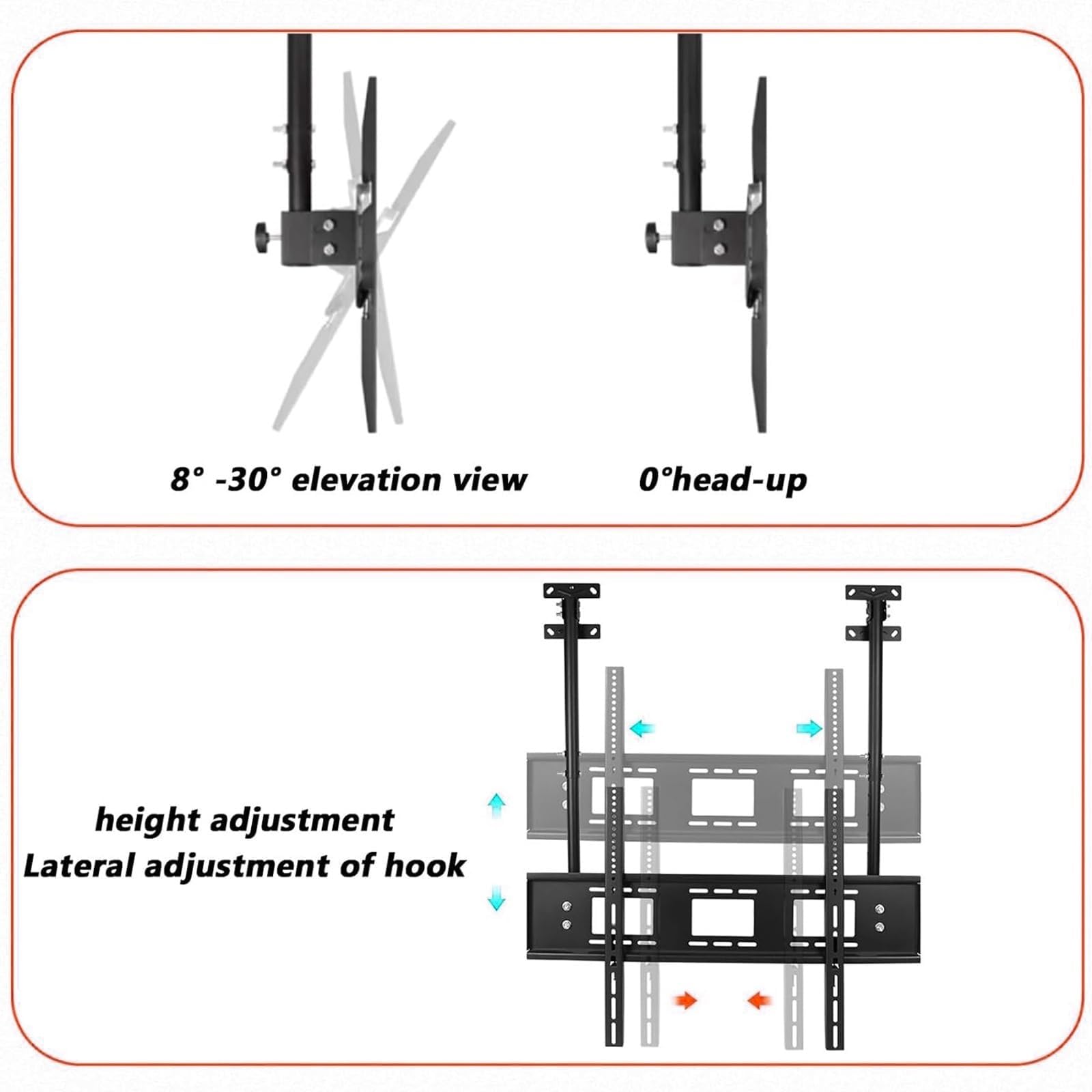 Soporte De Pared para TV - Soporte De Techo Ajustable para Televisor, Soporte De Doble Poste para Pantallas LED Grandes Y Televisores De 32 A 100 Pulgadas, Altura Ajustable