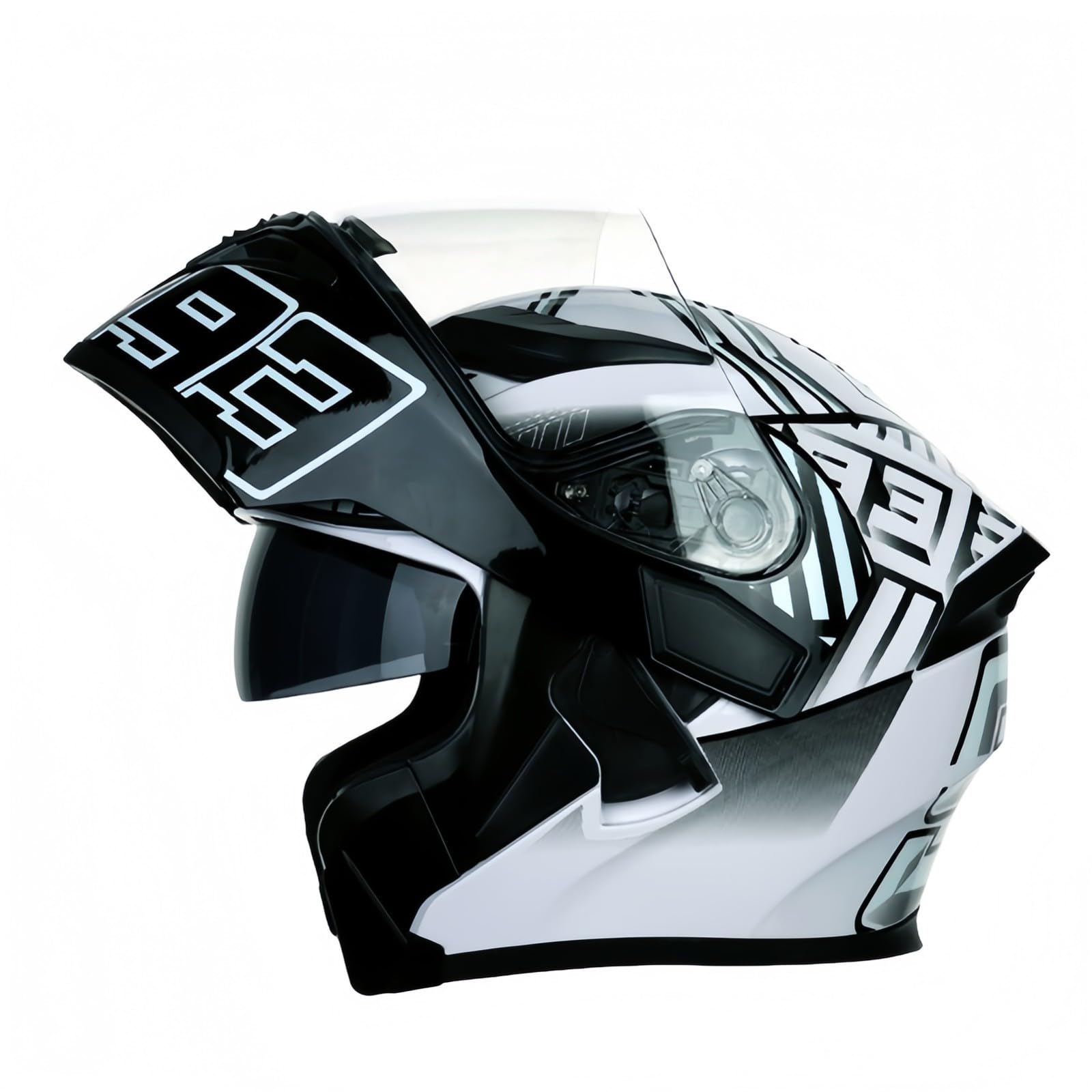 Modułowy Składany Kask Motocyklowy Pełny Kask Motocyklowy Do Przejażdżek Miejskich I Wycieczek Zatwierdzony przez ECE/DOT Szybki wizjer i wzór kreskówkowy