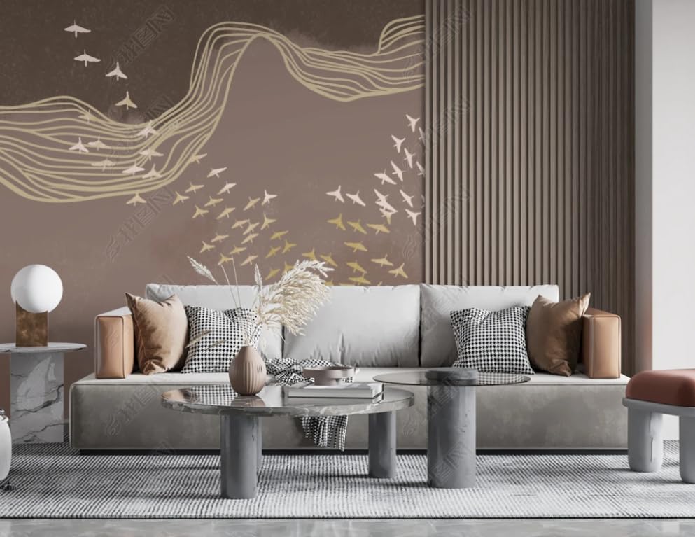Papier peint intissé oiseau volant rétro pour une ambiance poétique au salon