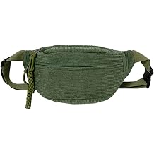 Muloo Fashionable Corduroy Waist Bag for Women Stylish and Convenient Fanny Pack Chest Bags for Casual Outings, app. 34x15x11cm /13.38x5.9x4.33in, Green