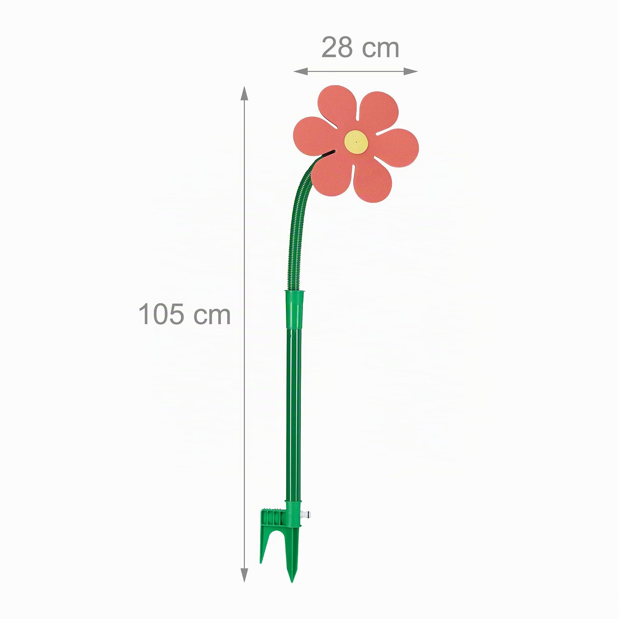 Relaxdays Fleur arroseuse lot de 2 arroseur jardin tuyau arrosage 6 mètres 360°C HxlxP: 105 x 28 x 28 cm, rouge/jaune