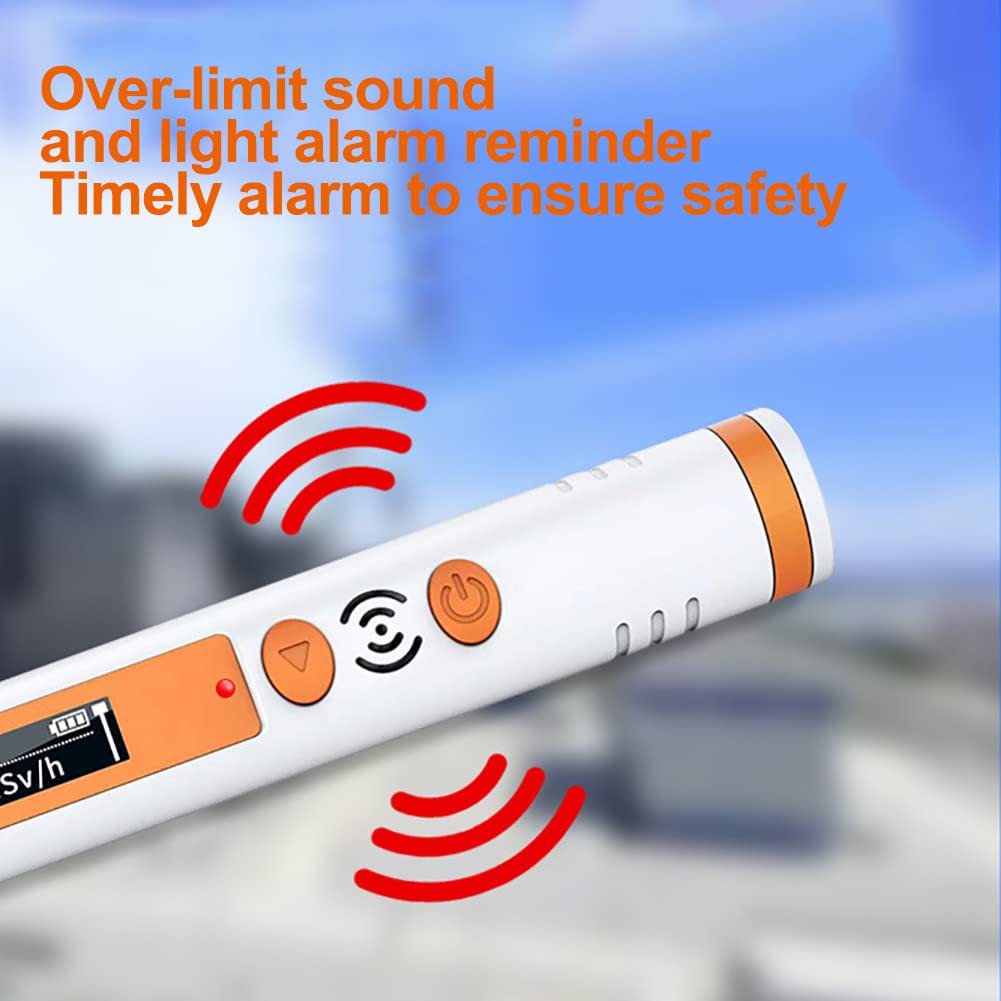 Detector de radiación de Contador Geiger Personal, dosímetro de radiación con Alarma Audible y Visible, Monitor de radiación Beta Gamma de Rayos X portátil (0,05 uSv ~ 50 MSV) Recargable