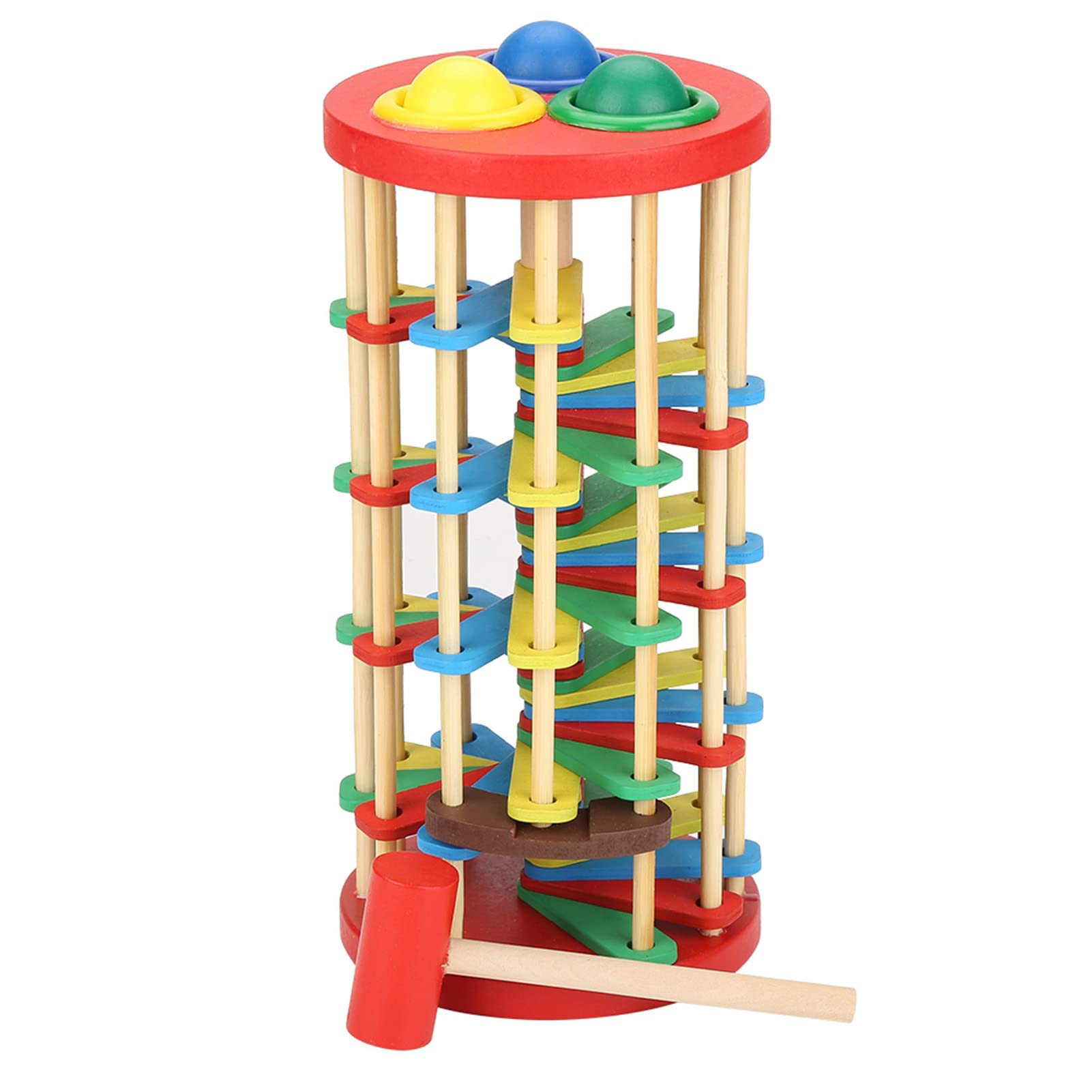 Children's Colorful Wooden Knock Ball Ladder Toy for Preschool Kids Learning and Playtime Fun