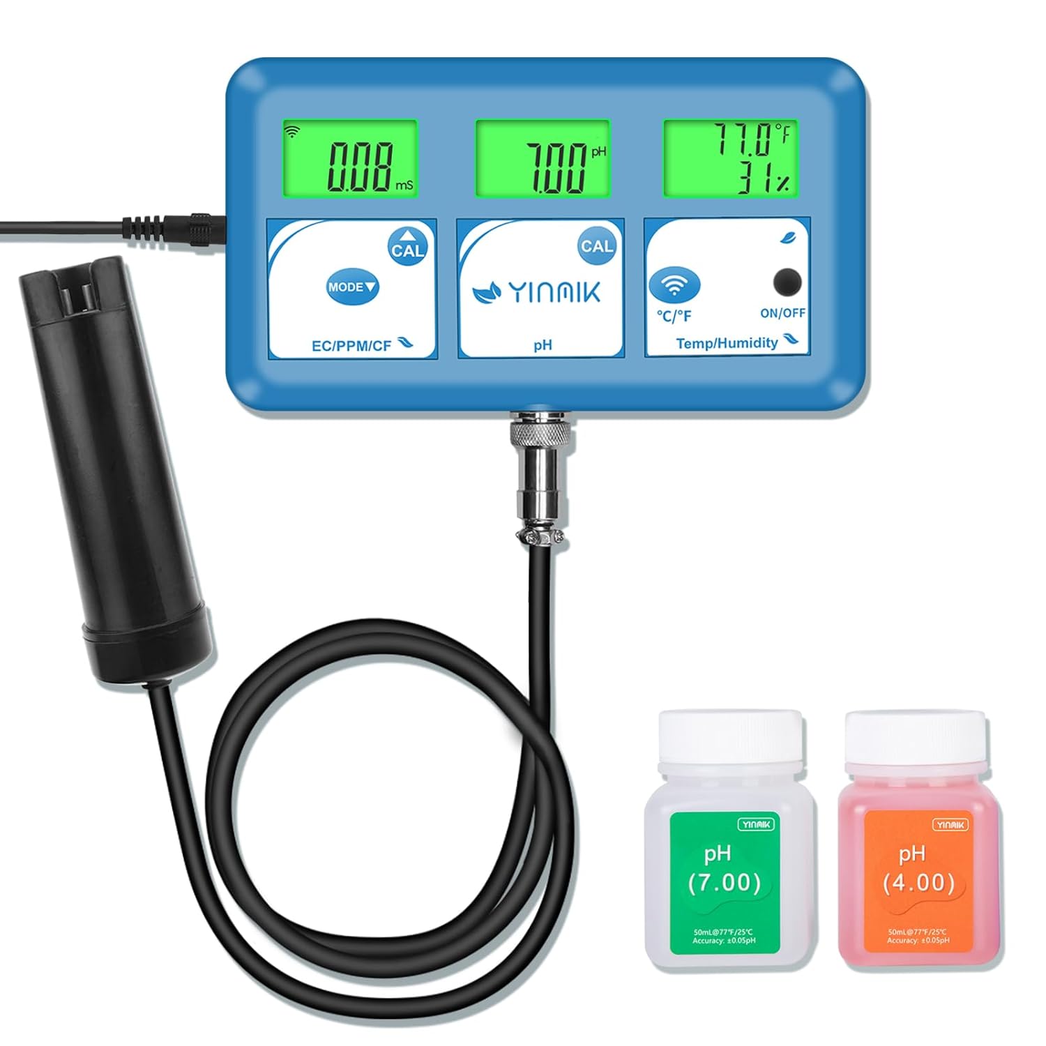 YINMIK EC PPM pH Monitor for Hydroponics Nutrients, WiFi pH PPM Tester ...