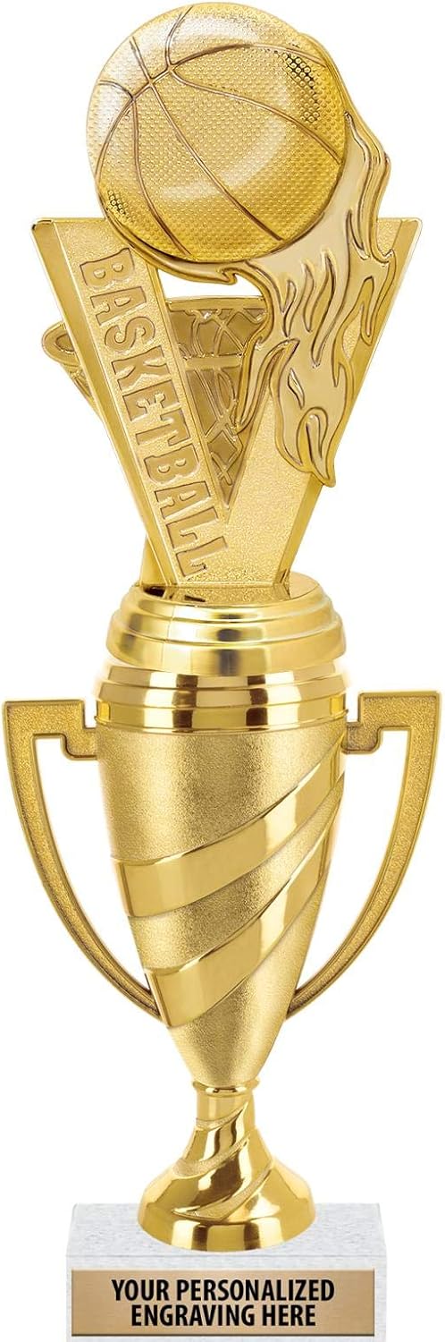 Crown Awards Basketball Trophy, 11" Gold Cup Basketball Team Trophies with Engraving Included