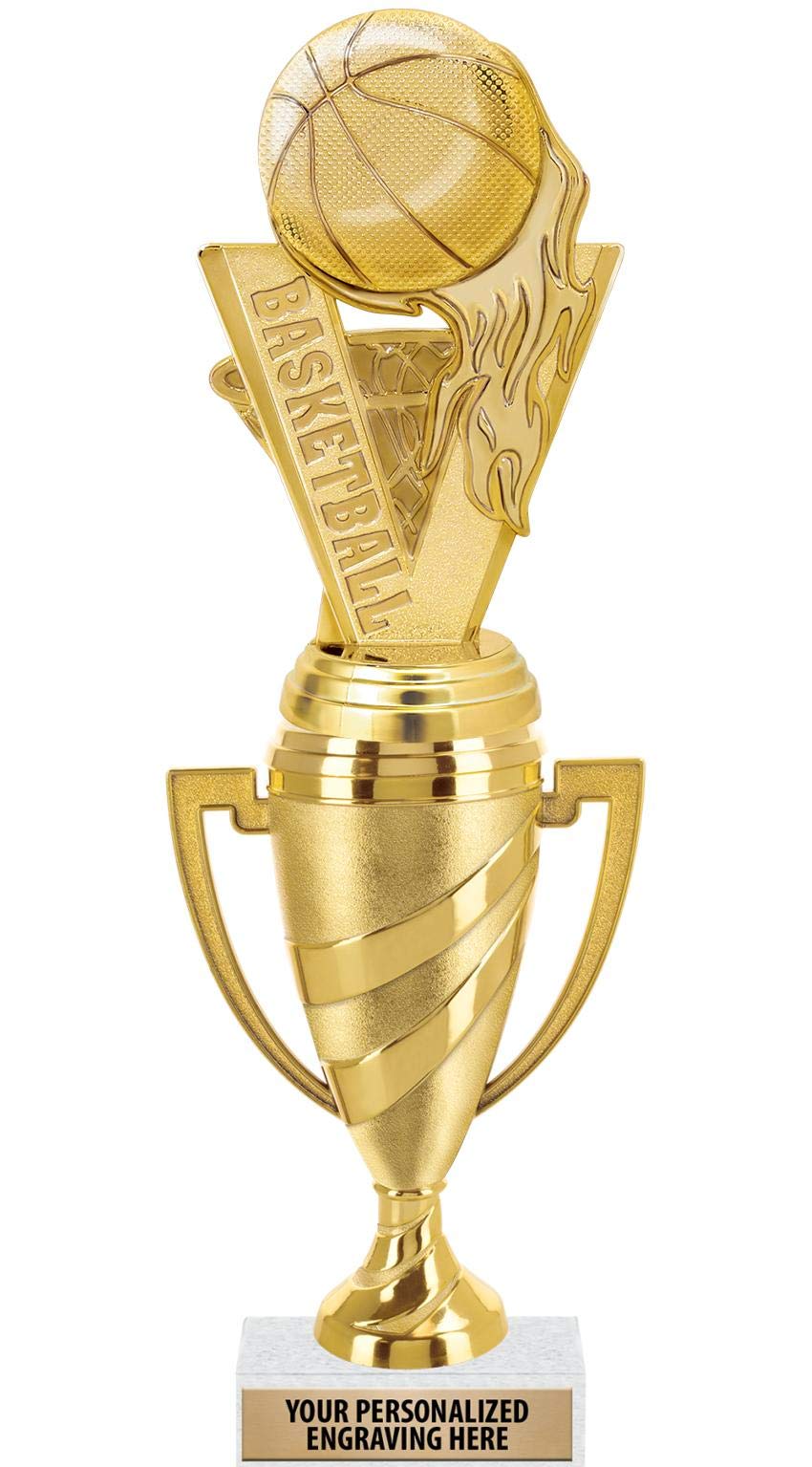 Crown Awards Basketball Trophy, 11" Gold Cup Basketball Team Trophies with Engraving Included