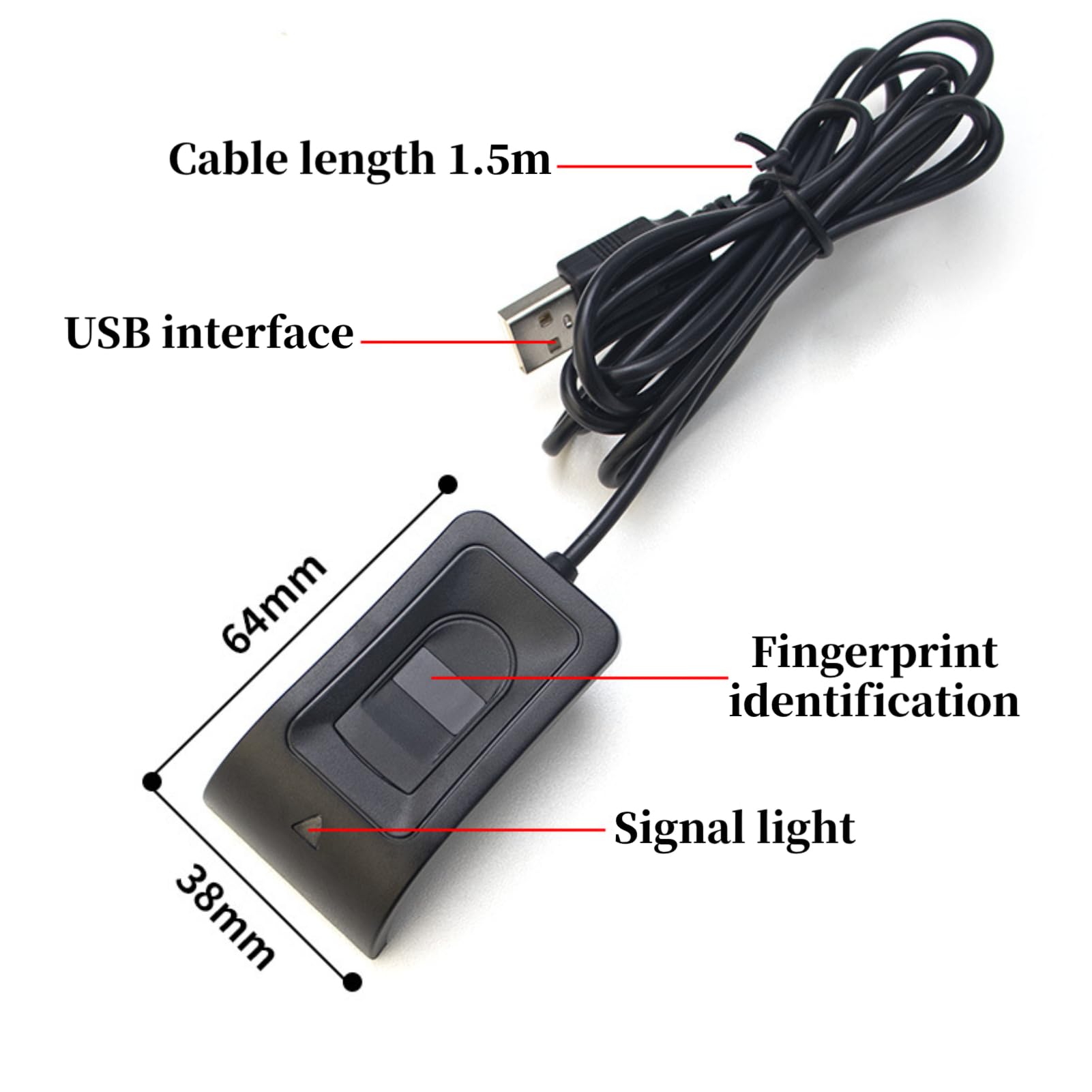 Diyeeni Lector de Huellas Dactilares USB de Escritorio, Lector de Claves de Huellas Dactilares de Computadora, Llave de Seguridad USB con Cable de Extensión para, Reconocimiento