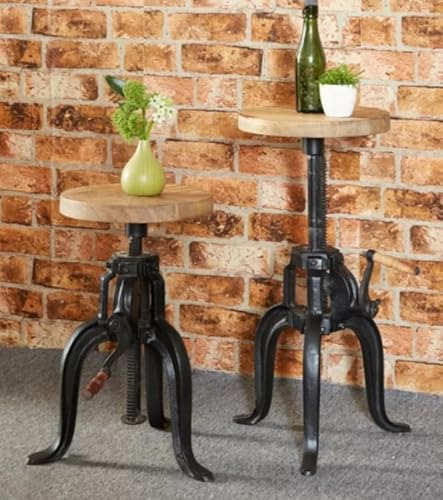 Industrial Side Table Rustic Solid Wood Unit Vintage Retro Style Coffee Round Metal Sofa End Small Adjustable Furniture Steampunk Plant Lamp Stand steampunk buy now online Industrial Side Table Rustic Solid Wood Unit Vintage Retro Style Coffee Round Metal Sofa End Small Adjustable Furniture Steampunk Plant Lamp Stand steampunk buy now online