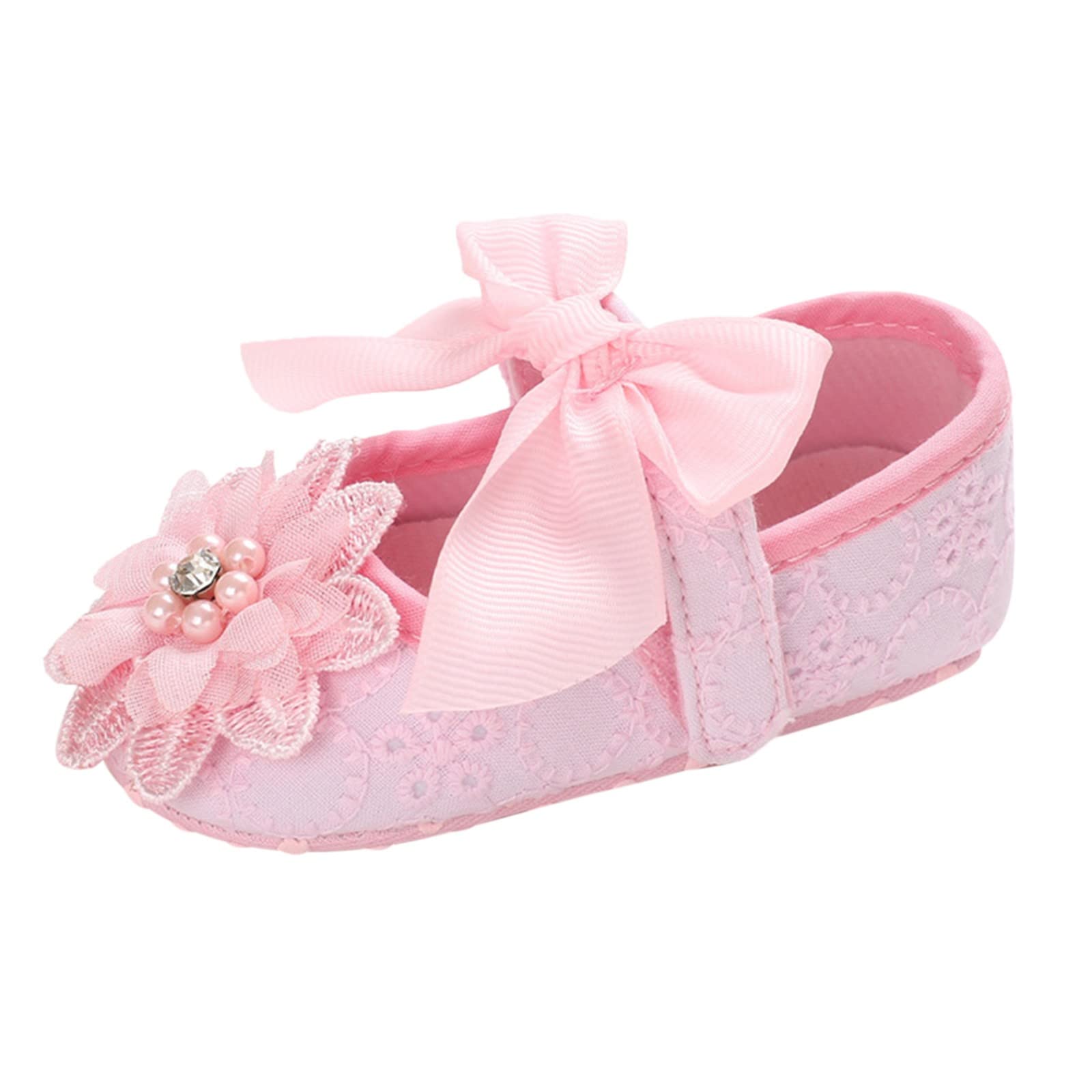 Fashion Girls Princess Exquisite Solid Color Flower Bow Shoes Baby Infant Shoes Size 6 Shoes for Girls (Pink, 6 Infant)