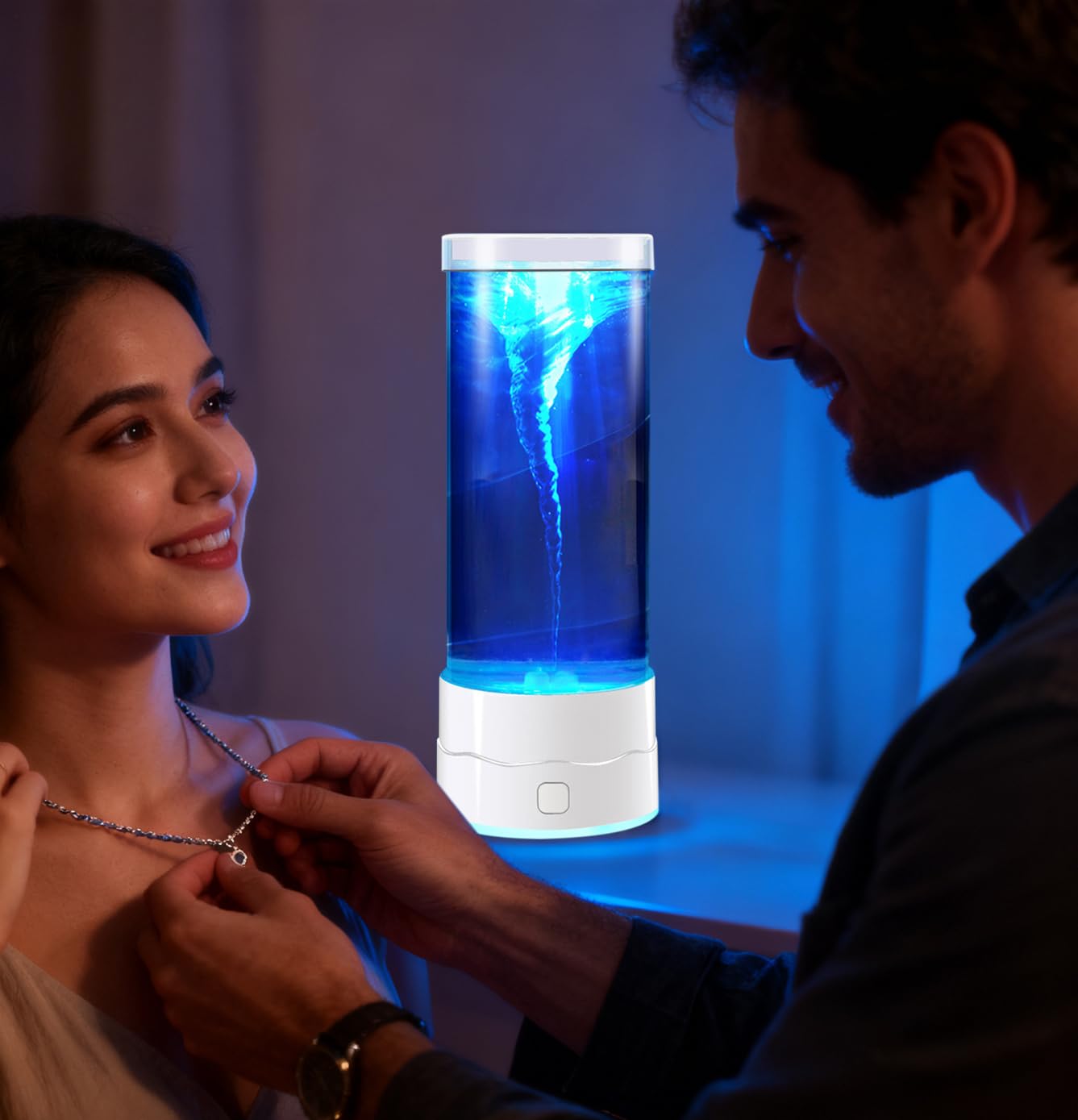 Cyclone Swirl Luminaire – Phare colonne liquide, luminaire d'ambiance hypnotique, tour à bulles circulante lisse, ornement sensoriel apaisant | Table de chevet d'appartement