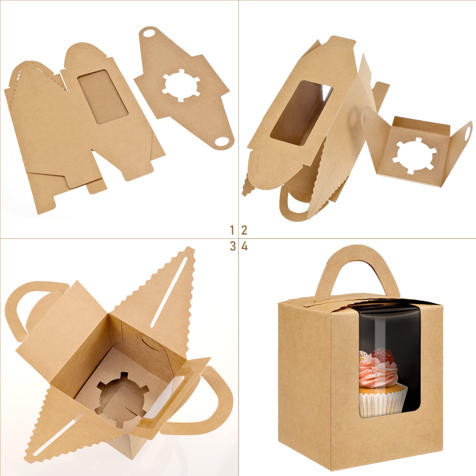 YankMooM Scatole singole per cupcake, 20 scatole trasparenti per